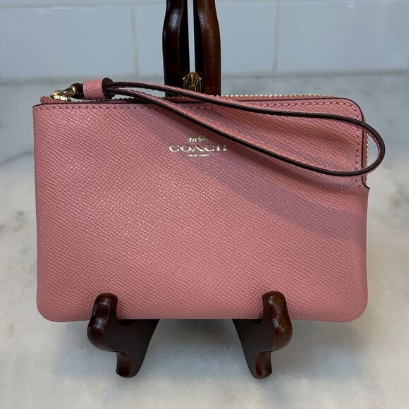 Coach Saffiano Leather Pouch Wristlet - Picture 1 of 13